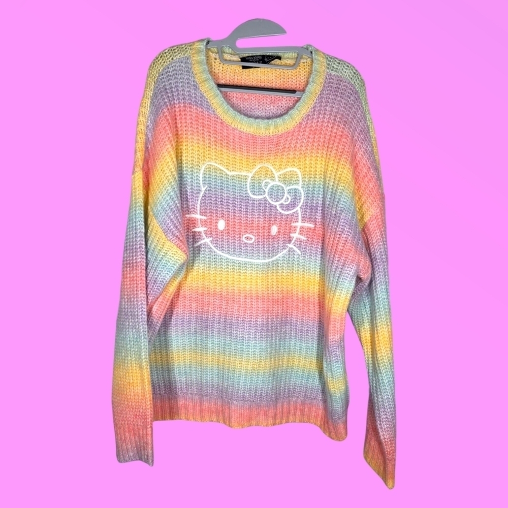 Hello Kitty x Forever 21 Pastel Rainbow Knit Sweater Size 3X